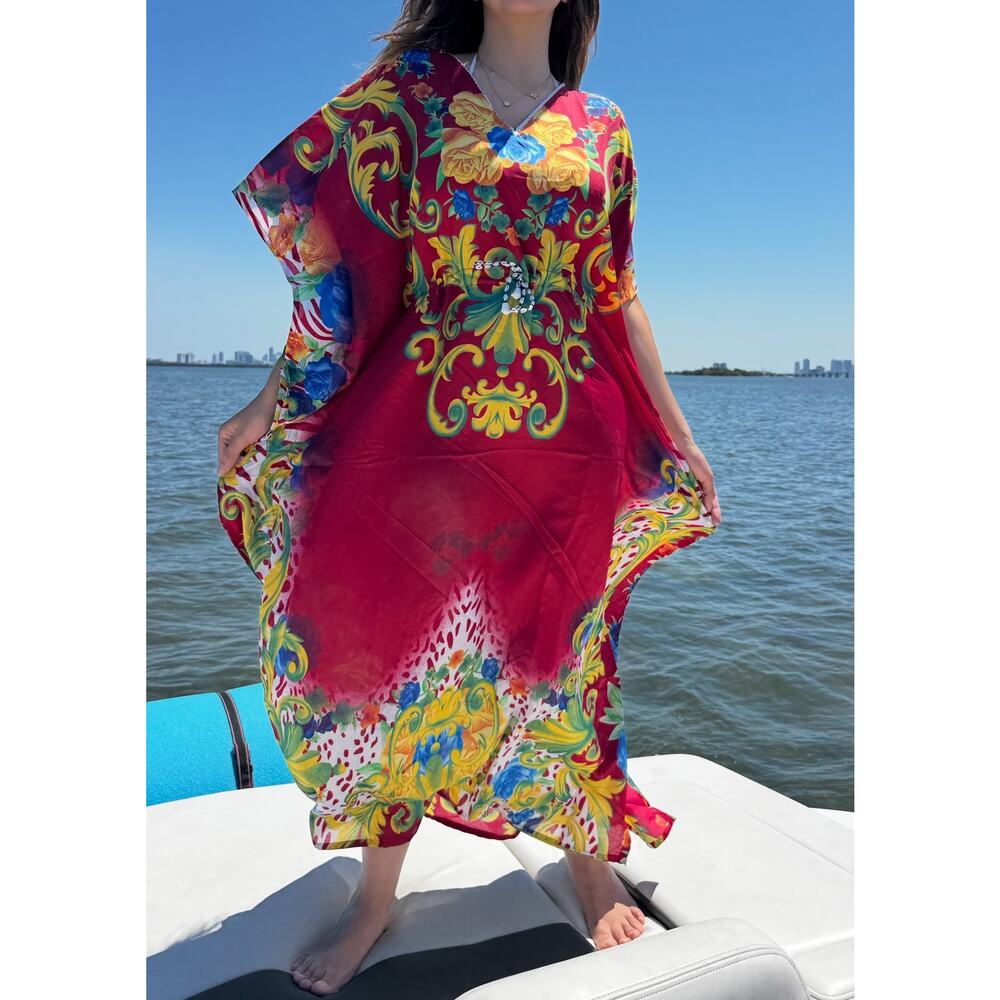 Maxi long Kaftan Women's Maxi Dress, Cover-Ups, One Size